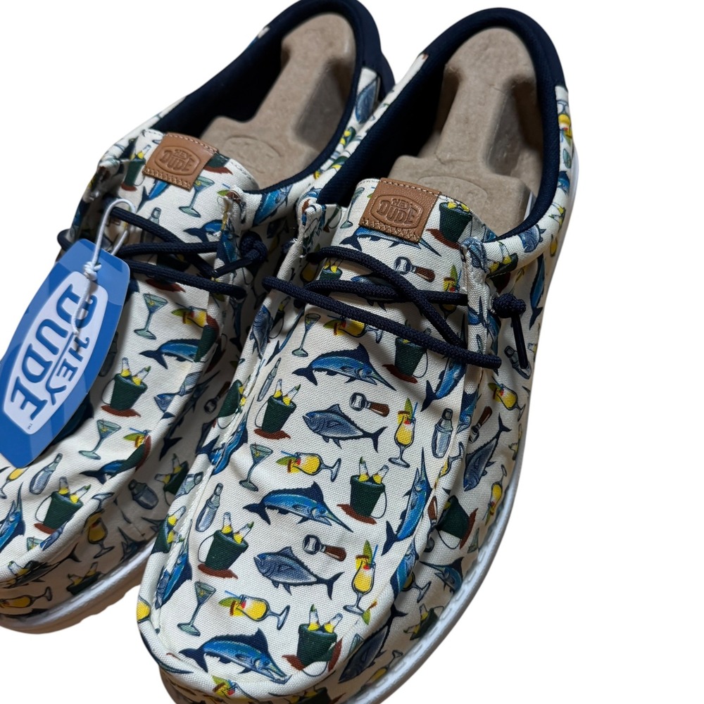 Heydude Wally Island Time Mens Size 14 Egret Multi New Fishing Slip On Shoes - Picture 4 of 6